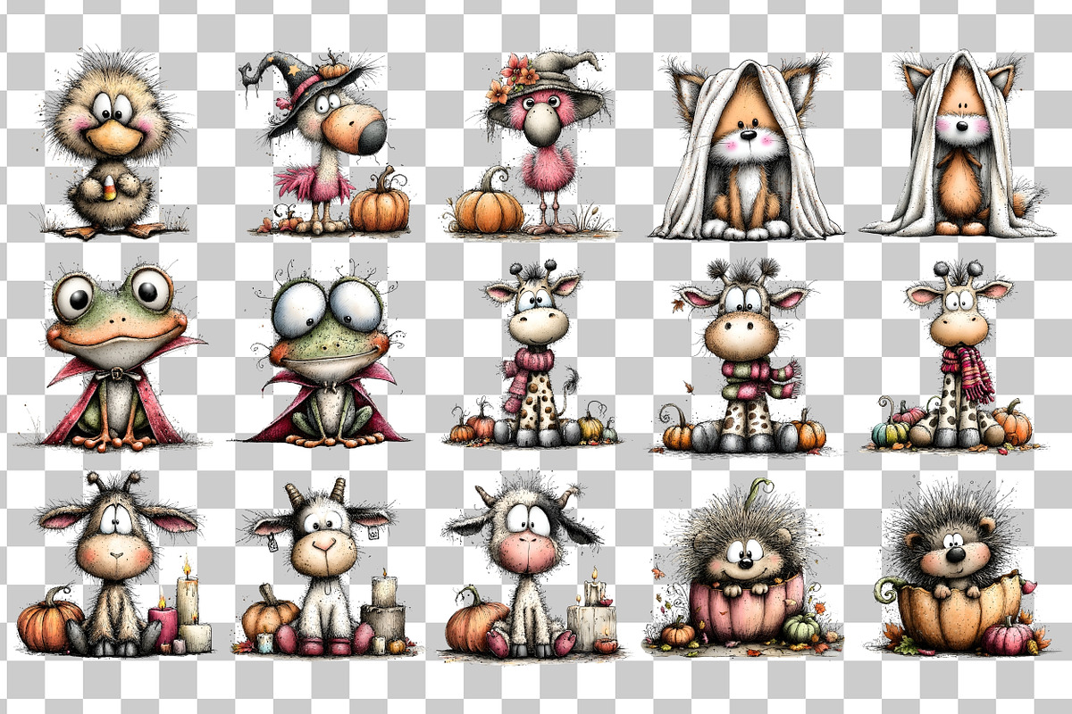 Halloween Animals PNG Clipart Bundle, a Seasonal Illustration by Nicolle's Colorful Art (Photo 3 of 5)