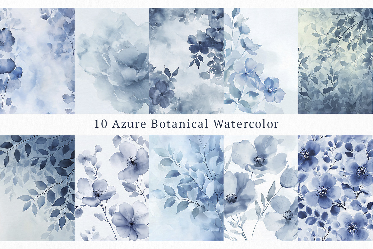 Azure Botanica: Fine Art Watercolor, a Texture Illustration by Nadia Semyroz (Photo 2 of 8)