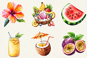 Watercolor Tropical Summer Clipart, an Illustration by OK Design (Thumbnail 5 of 5)