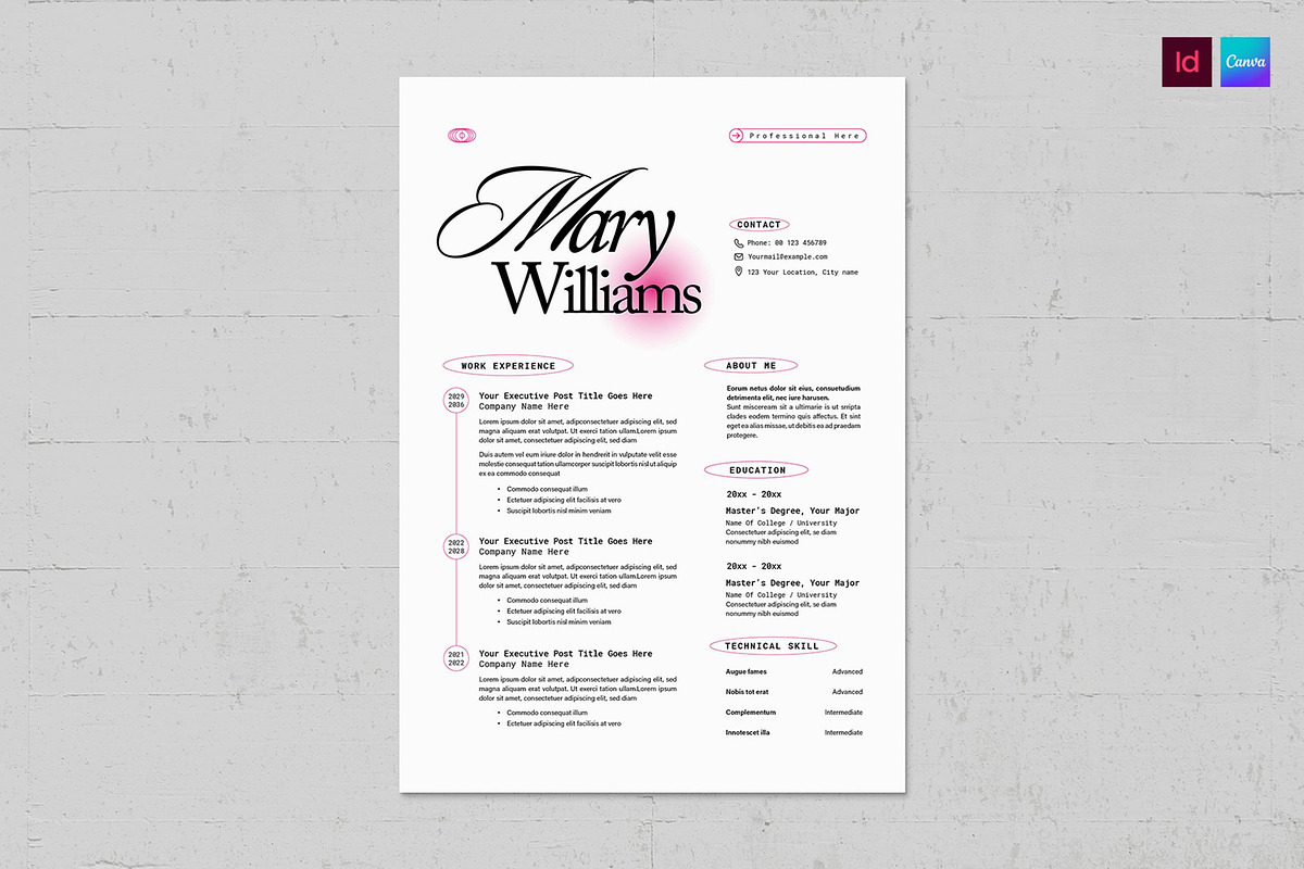 Modern Y2K Resume Template, a Resume Template by BrandPacks (Photo 1 of 4)