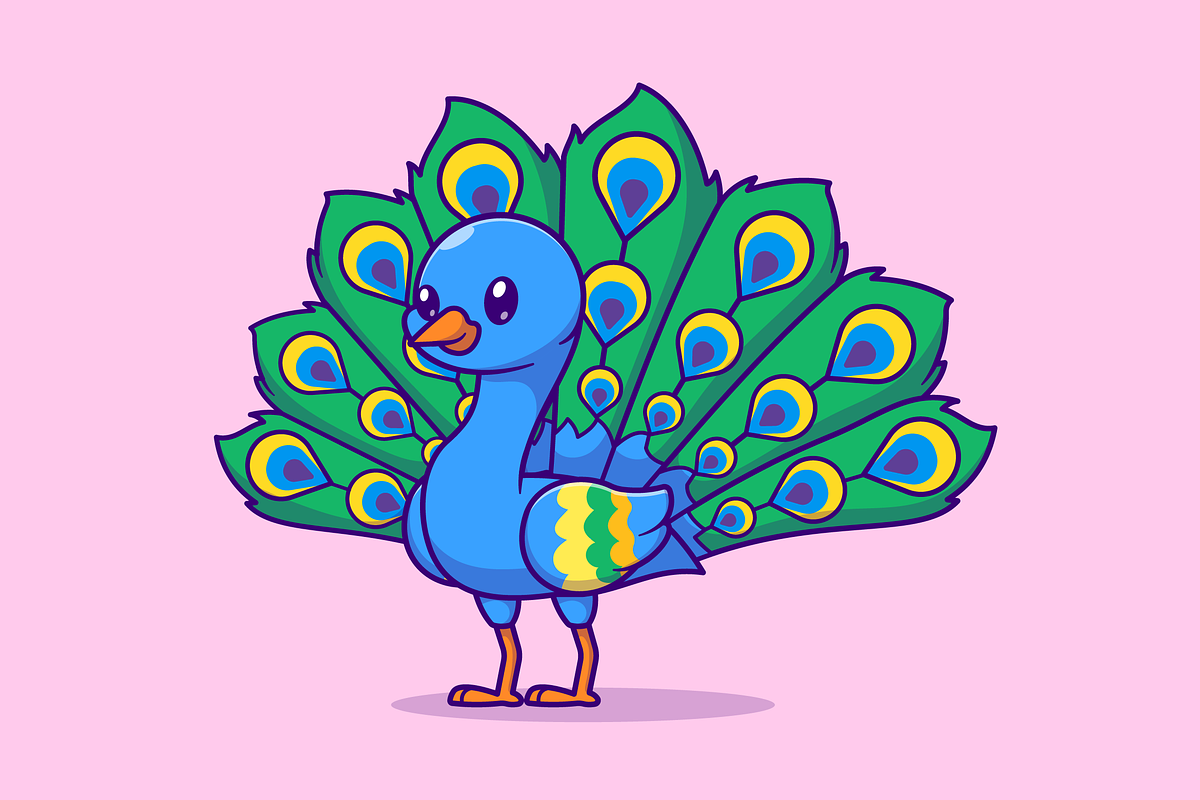 Cute Peacock Bird Cartoon, an Animal Illustration by Catalyst Labs