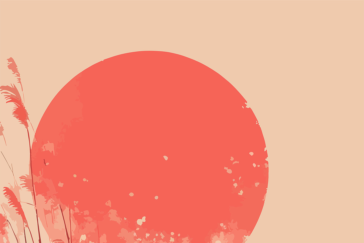 Crimson Sun in Japanese Landscape, a Decorative Illustration by 3D assets for your awesom (Photo 3 of 3)