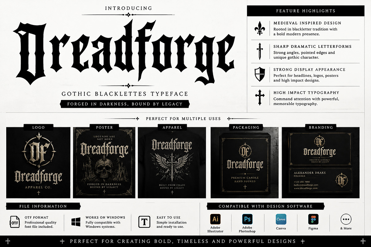 Dreadforge – Gothic Blackletter, a Blackletter Font by Wow Magic (Photo 2 of 5)