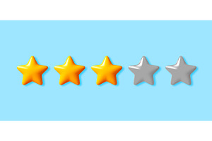 3D Three golden stars and two gray, an Object Illustration by Abscent