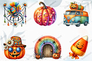 Groovy 70s Halloween Clipart, a Graphic by designcity5 (Thumbnail 2 of 5)