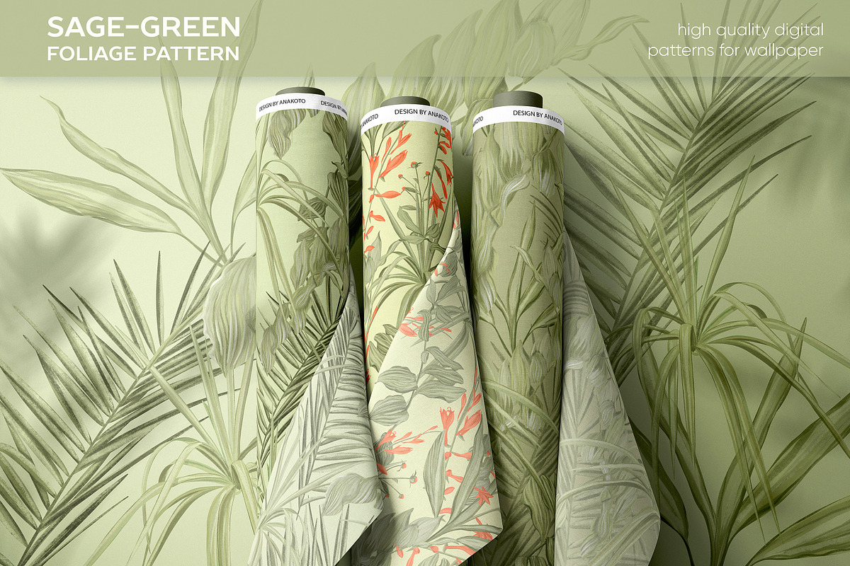 Sage-green foliage pattern, a Pattern Graphic by ANAKOTO (Photo 10 of 13)