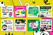 Pixelated Coffee Shop Instagram Set, a Social Media Template by Aiyari Graphic (Thumbnail 3 of 5)
