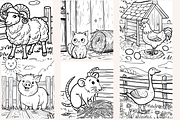 Farmyard Animals Coloring Pages, an Animal Illustration by PrintHaven Designs (Thumbnail 5 of 9)