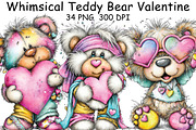 Whimsical Teddy Bear Valentine Clipa, an Illustration by CraftArtStudio (Thumbnail 1 of 6)