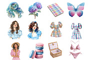 Watercolor Summer Chic Clipart, an Illustration by DreamArtGraphic (Thumbnail 4 of 4)