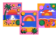 Set of pop art beach posters eps, a Seasonal Illustration by Redmixx Design (Thumbnail 2 of 2)