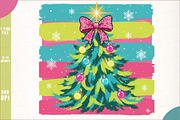 Preppy Coquette Christmas Tree PNG, an Illustration by SinaCreation (Thumbnail 1 of 7)