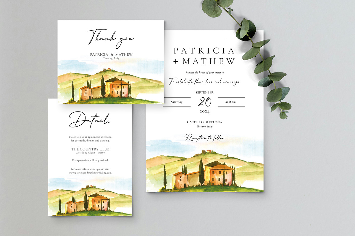 Tuscany Wedding Invite Set, an Invitation Template by Artberriez (Photo 4 of 4)
