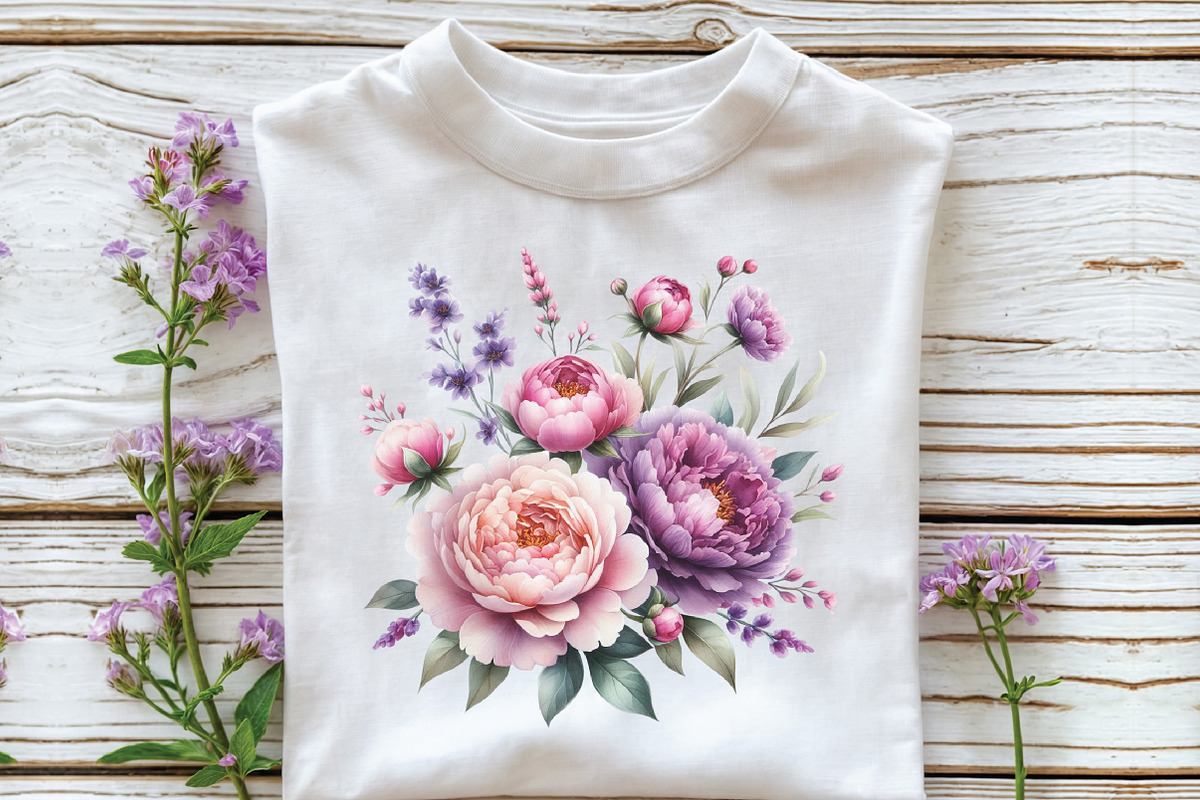 Pink & Purple Peony Flowers Clipart, an Illustration by CraftArtStudio (Photo 3 of 6)