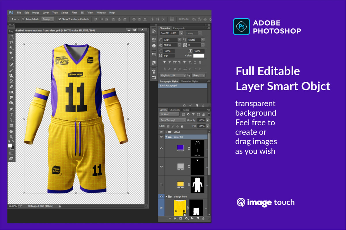 Basketball Kit Mockup, a Shirt Mockup by image touch (Photo 4 of 5)