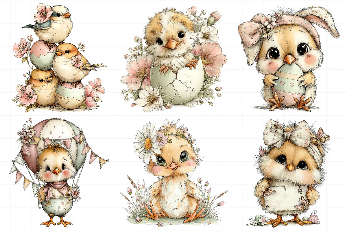 Whimsical Easter Birds Clipart, an Illustration by Daily.Designs (Photo 4 of 7)