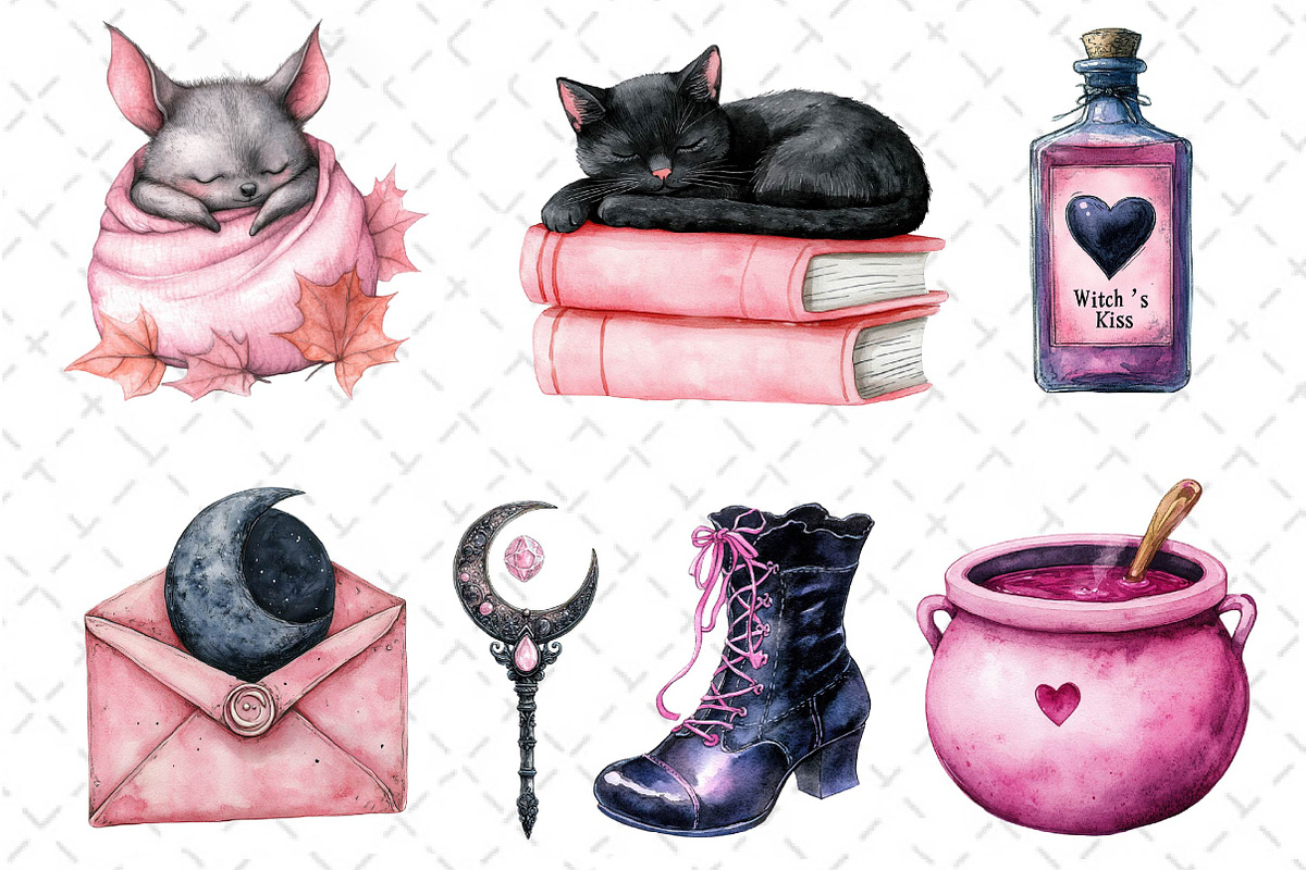 Cute Witchy Autumn Clipart PNG, an Illustration by Dream Creation (Photo 2 of 7)