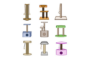 Different cat scratching posts and, an Animal Illustration by pikepicture