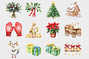 Watercolor Christmas Goose Clipart, a Seasonal Illustration by Design Market (Thumbnail 2 of 5)