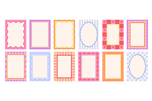 Geometric doodle frames. Wavy edges, an Illustration by LadadikArt