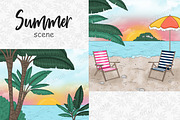 Summer Beach Clipart, a Seasonal Illustration by GlamArtZhanna (Thumbnail 2 of 3)