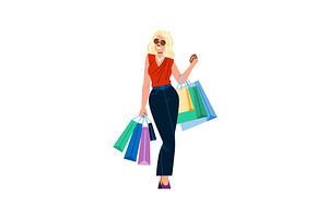 Smiling blonde woman carrying, an Object Illustration by pikepicture