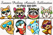 Summer Peeking Animals Sublimation, an Illustration by RobertsArt (Thumbnail 1 of 5)