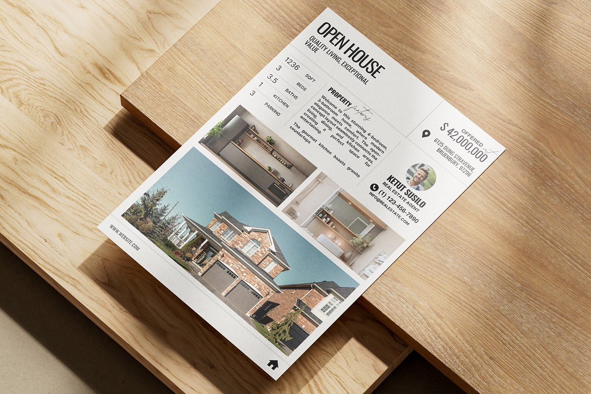 Real Estate Flyer For Open House, a Flyer Template by Prapti Design (Photo 8 of 10)