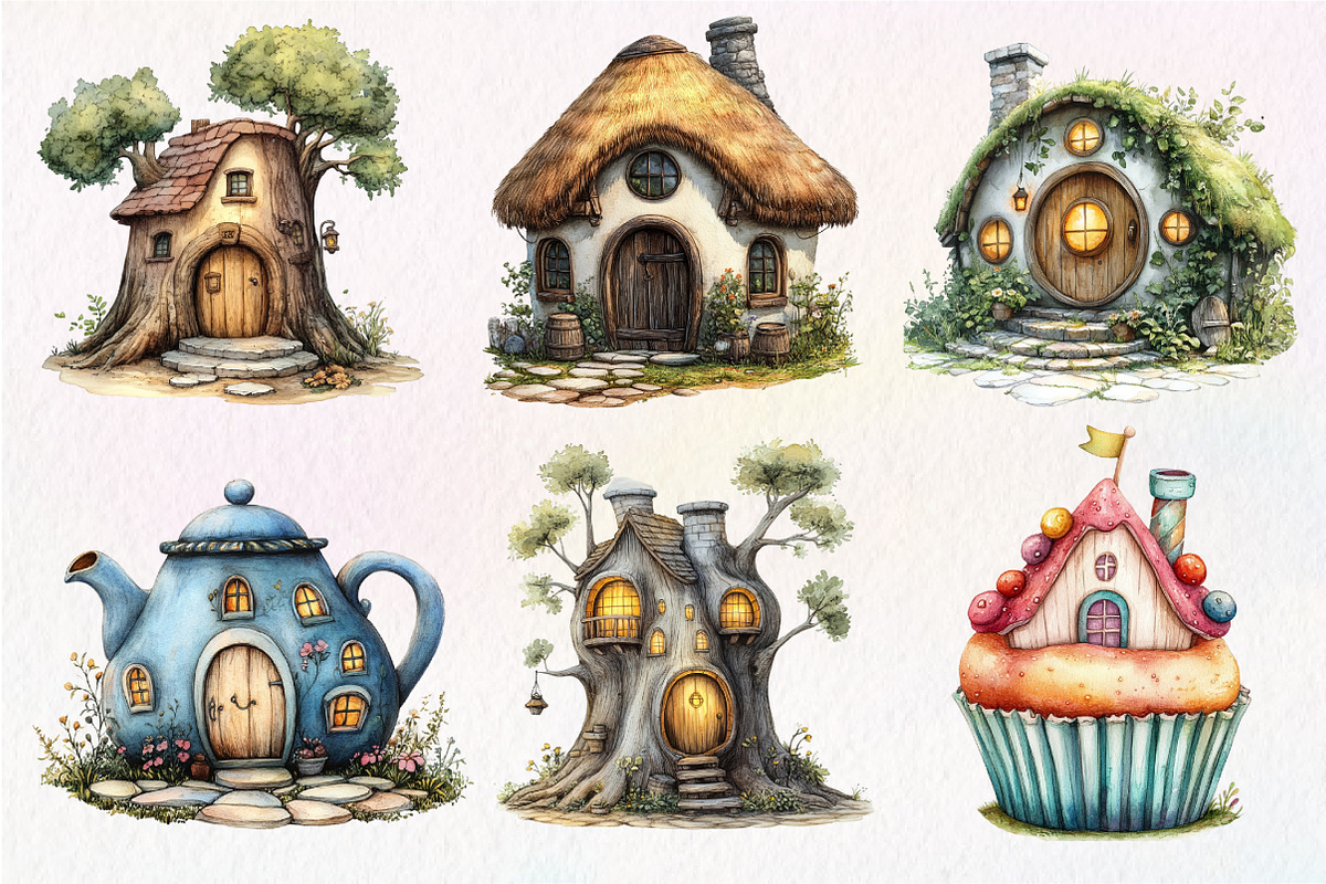Watercolor Hollow House Clipart, an Illustration by Dream Creation (Photo 4 of 7)