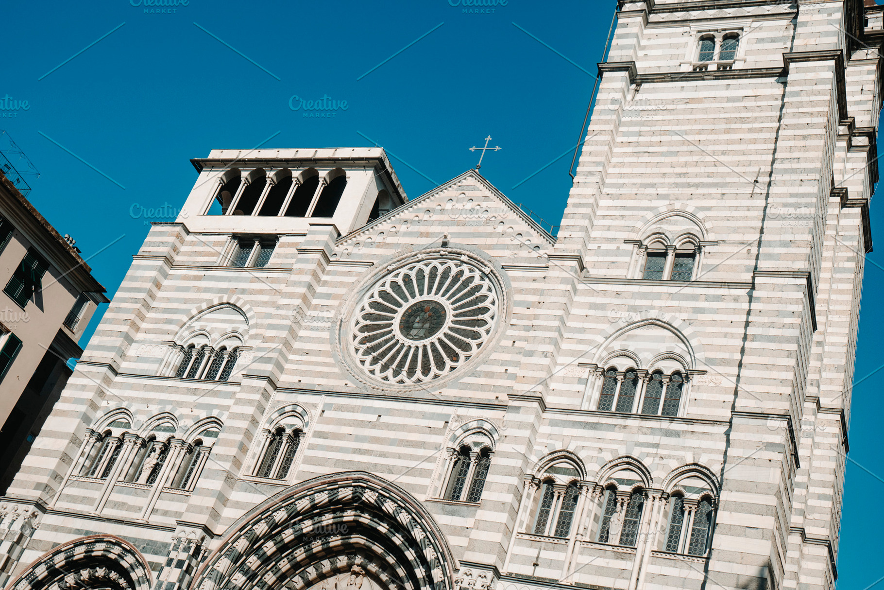 facade of the Cathedral of San Lorenzo in Genoa, a Photo by Nito