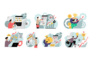 Business concept. Managers working, a Person Illustration by Onyx