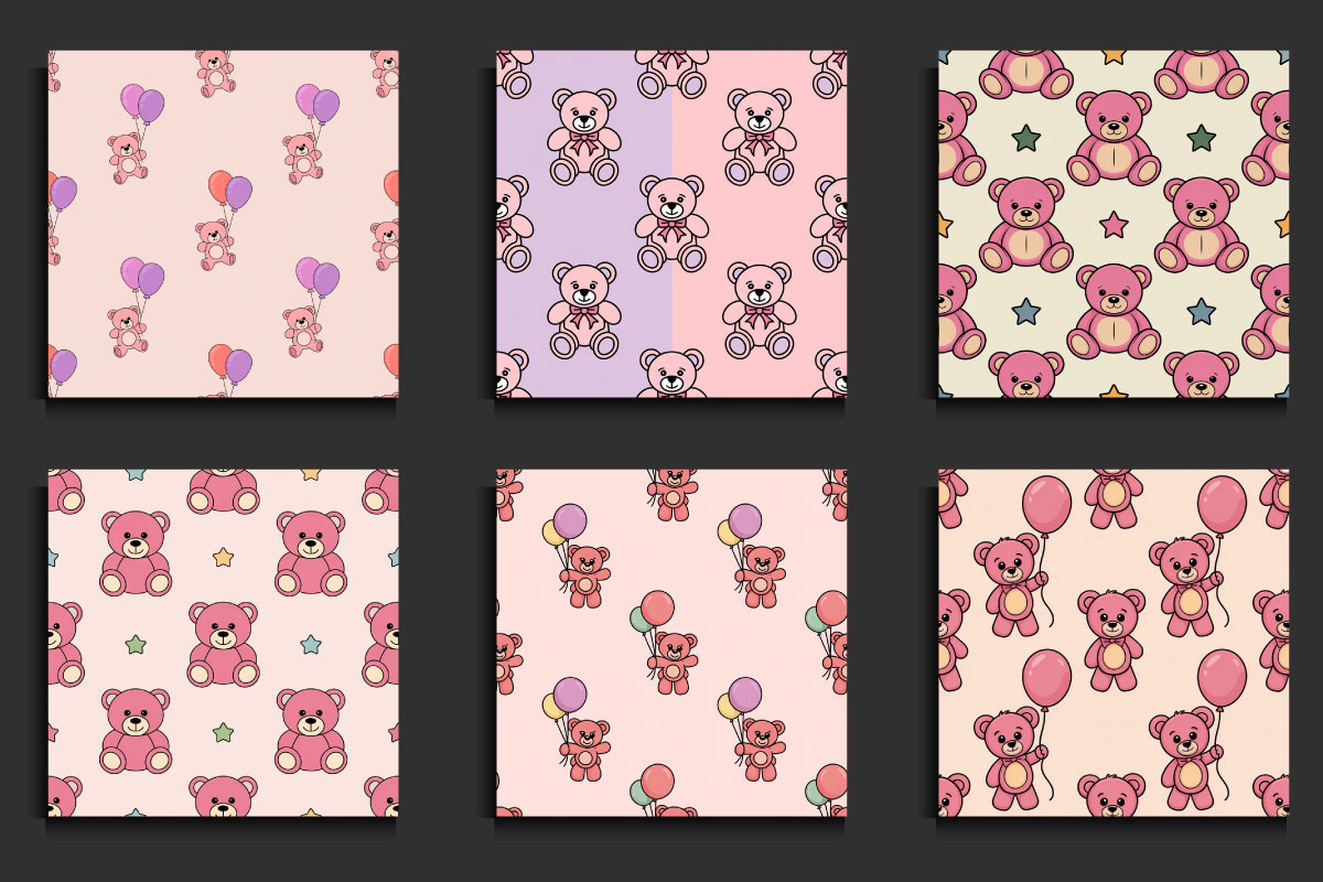 50 Pink Teddy Bear Patterns, a Pattern Graphic by protabsorkar11 (Photo 4 of 4)