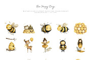 Watercolor Bee Clipart Bundle, an Object Illustration by Pati Paints (Thumbnail 3 of 12)