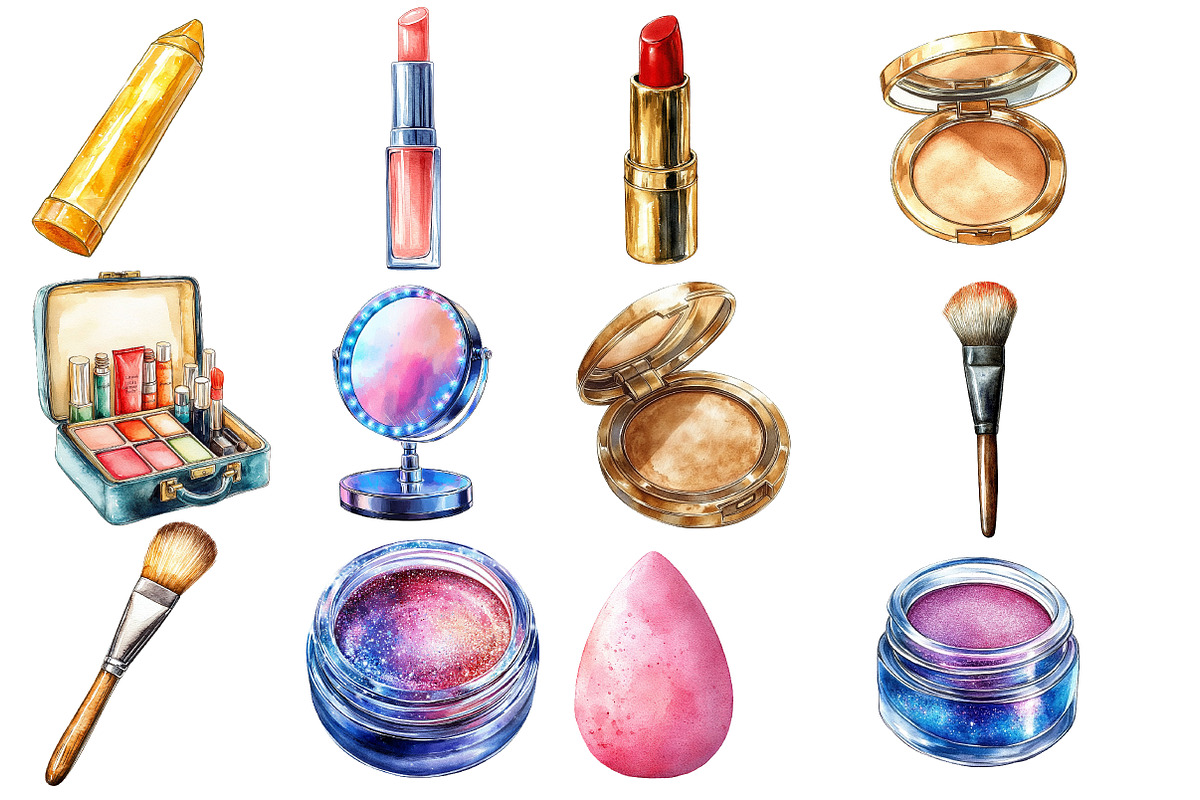 Watercolor Makeup Clipart, an Illustration by Designworld (Photo 4 of 5)