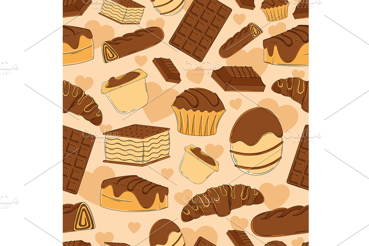 Pastry and candy pattern. Vector, a Texture Illustration by studioDK