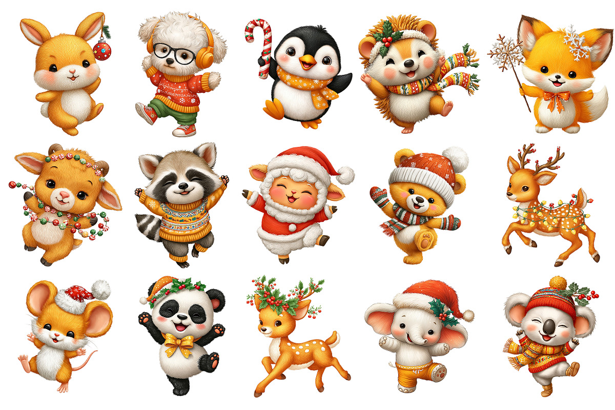 Dancing Animals Christmas Watercolor, an Illustration by Craft Nest (Photo 4 of 11)
