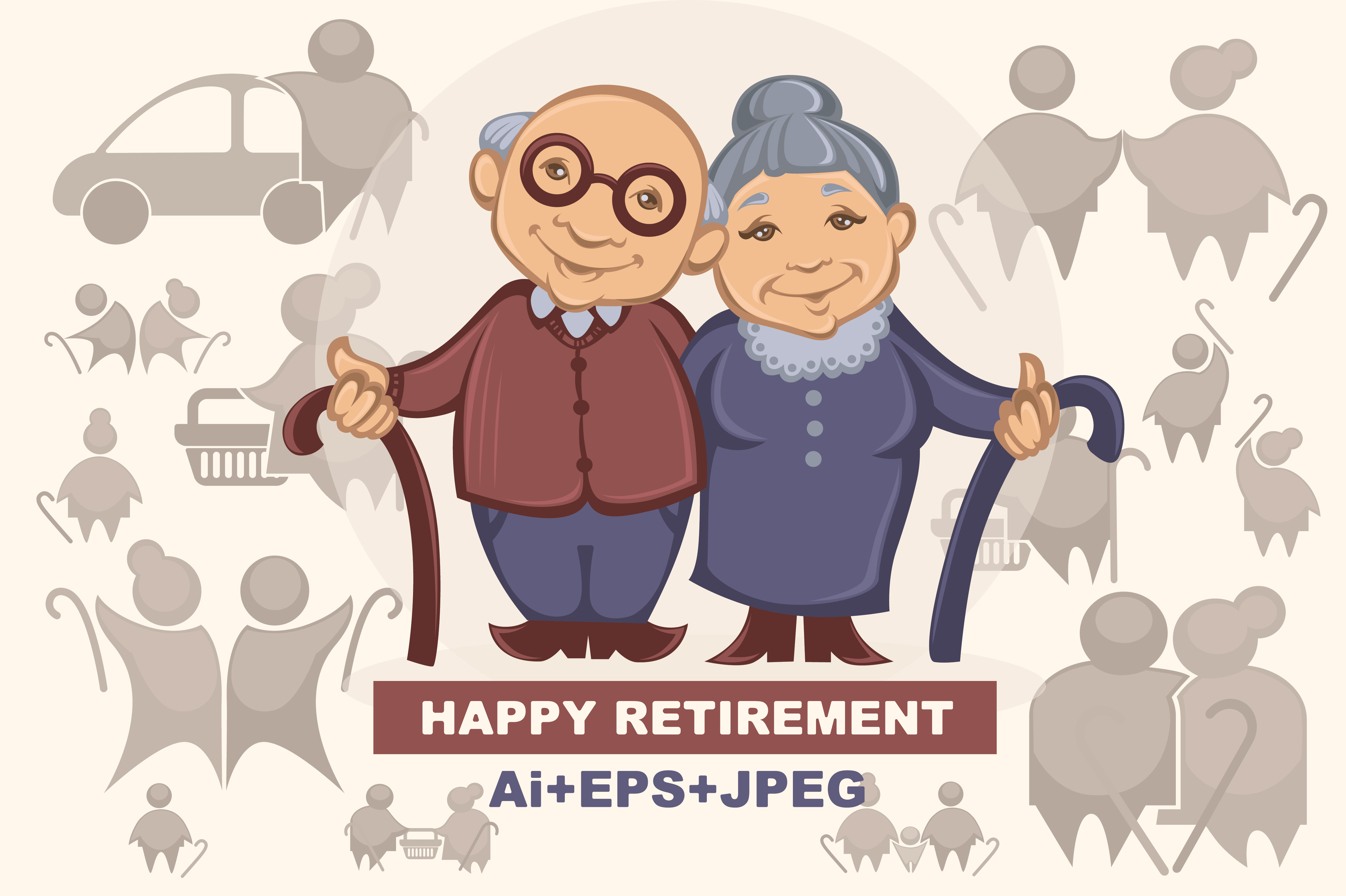 happy retirement People Illustrations Creative Market