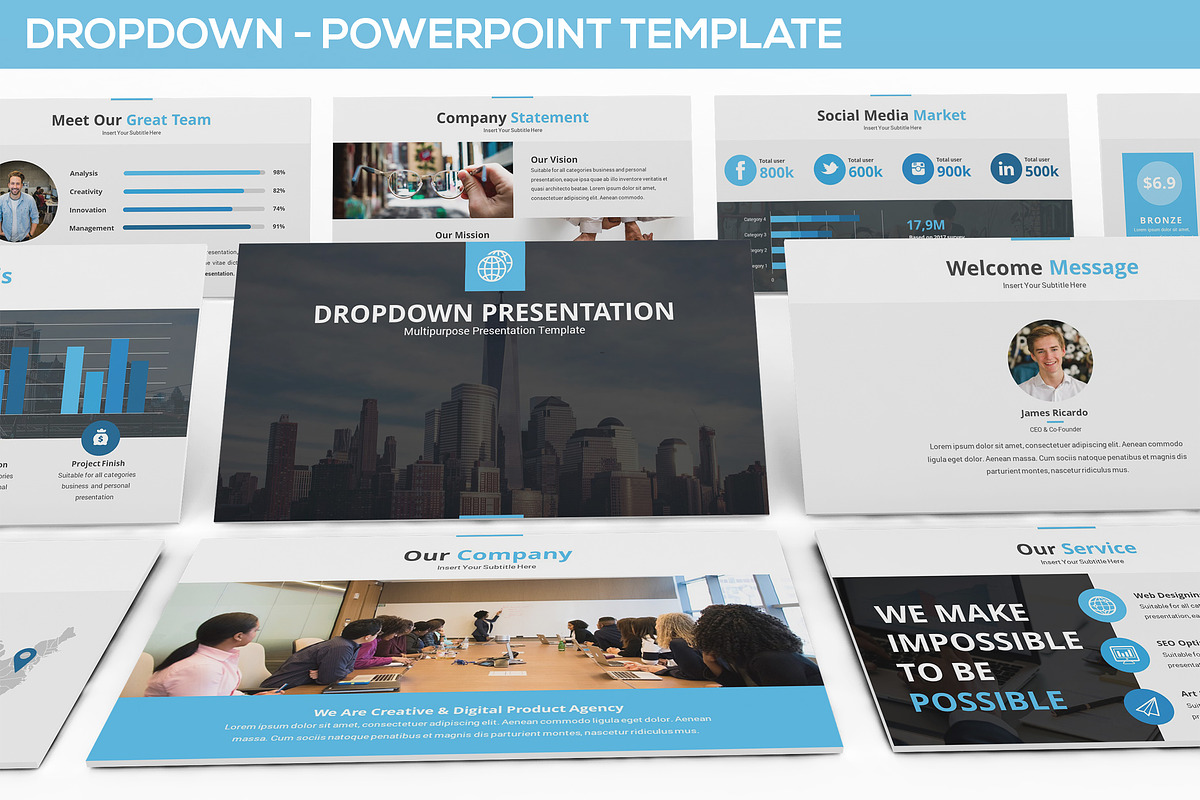 Dropdown Powerpoint Presentation, a Presentation Template by SlideFactory