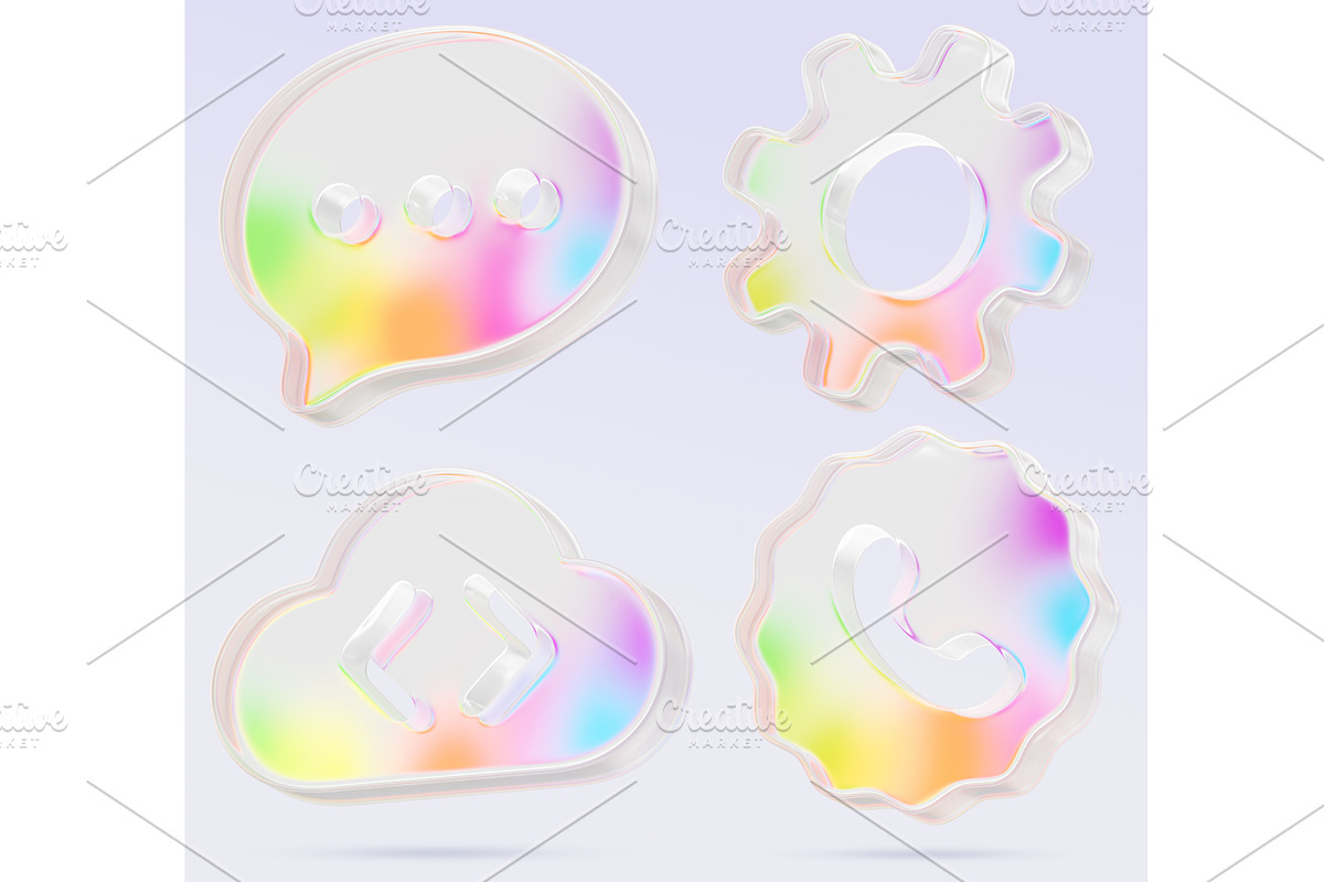 Rainbow glass business 3d icon set, an Object Illustration by Marozhkastudio