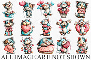Quirky Cat Heart Valentine Clipart, an Illustration by Canvas Craft (Thumbnail 3 of 7)