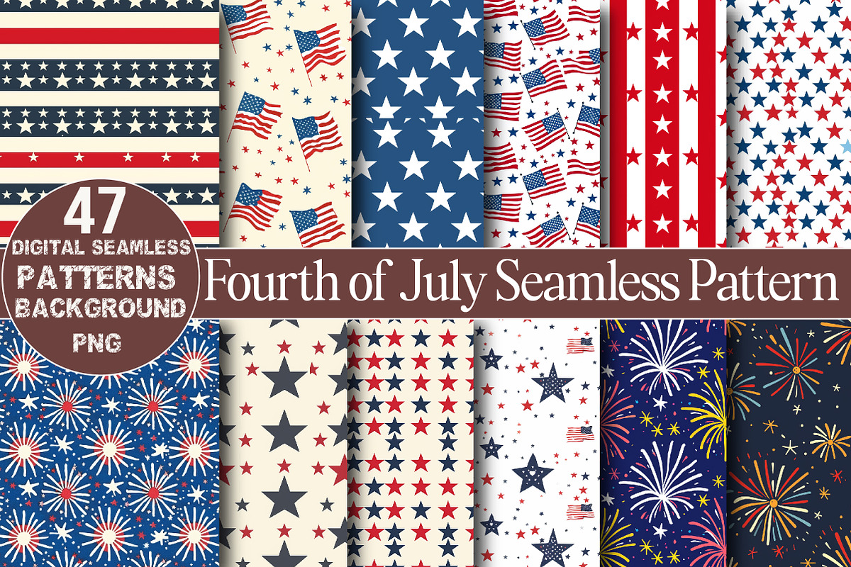Fourth of July Seamless Pattern, a Pattern Graphic by DreamCafeArt (Photo 1 of 7)