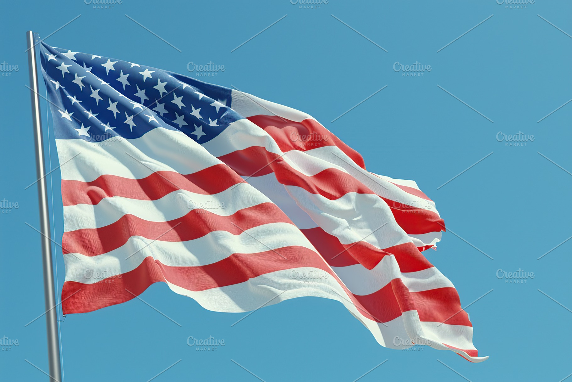 Independence day, waving american flag, a Photo by AlyaAnd