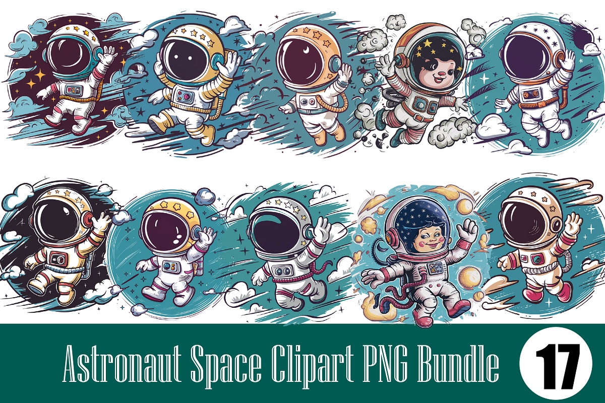 Astronaut Space Clipart PNG Bundle, an Illustration by Wow Magic