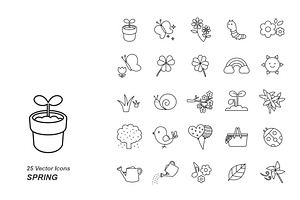 Spring Outlines Vector Icons