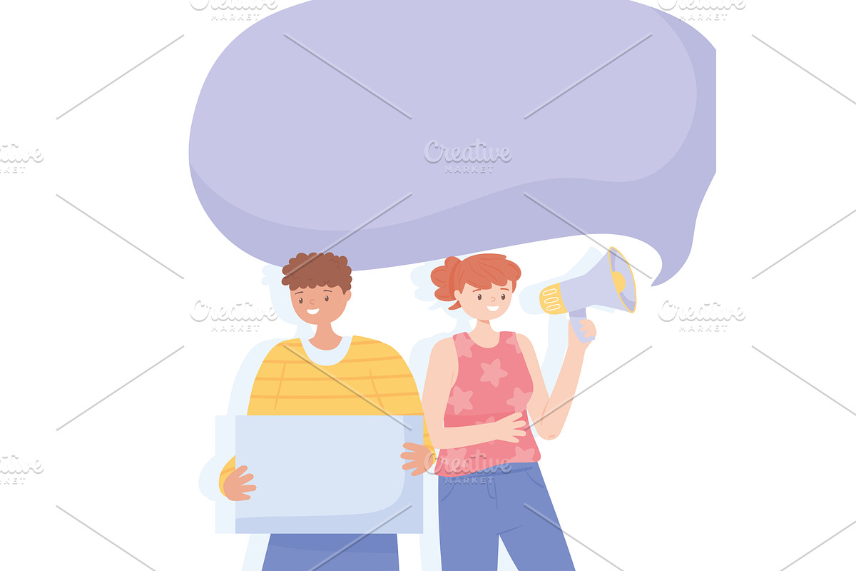 people protesting megaphone, a Person Illustration by studiogstock