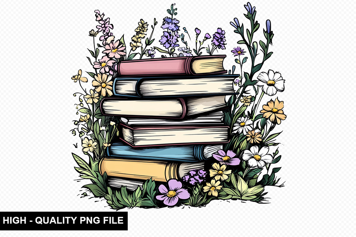 Watercolor Floral Books Clipart Bund, a Graphic by crative8112 (Photo 3 of 11)