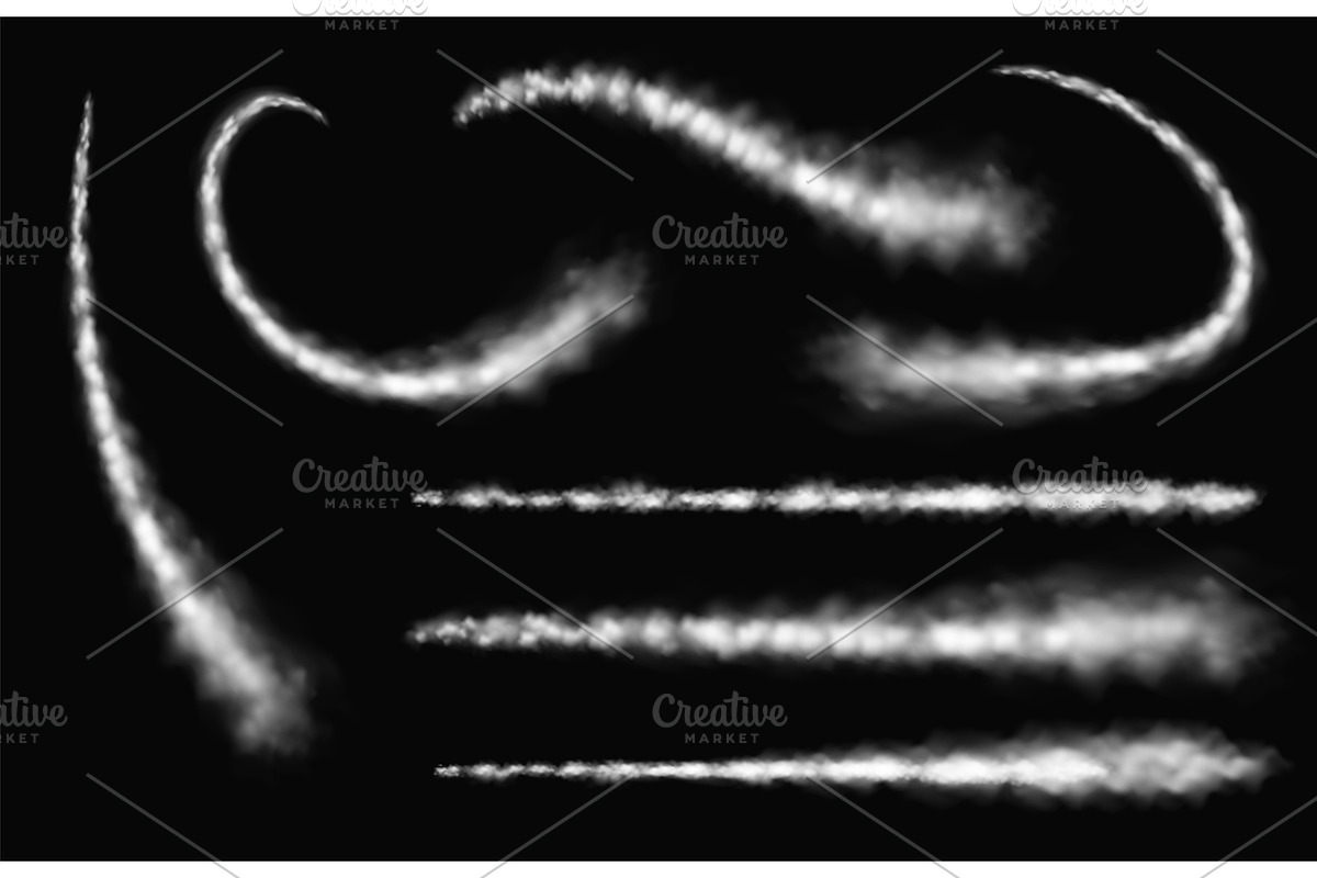 Trail smoke plane. Airplane smoky, an Object Illustration by Frogella