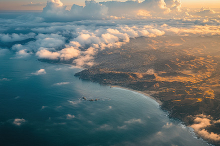 Majestic aerial view of Monterey Bay, a Photo by Iftikhar Alam