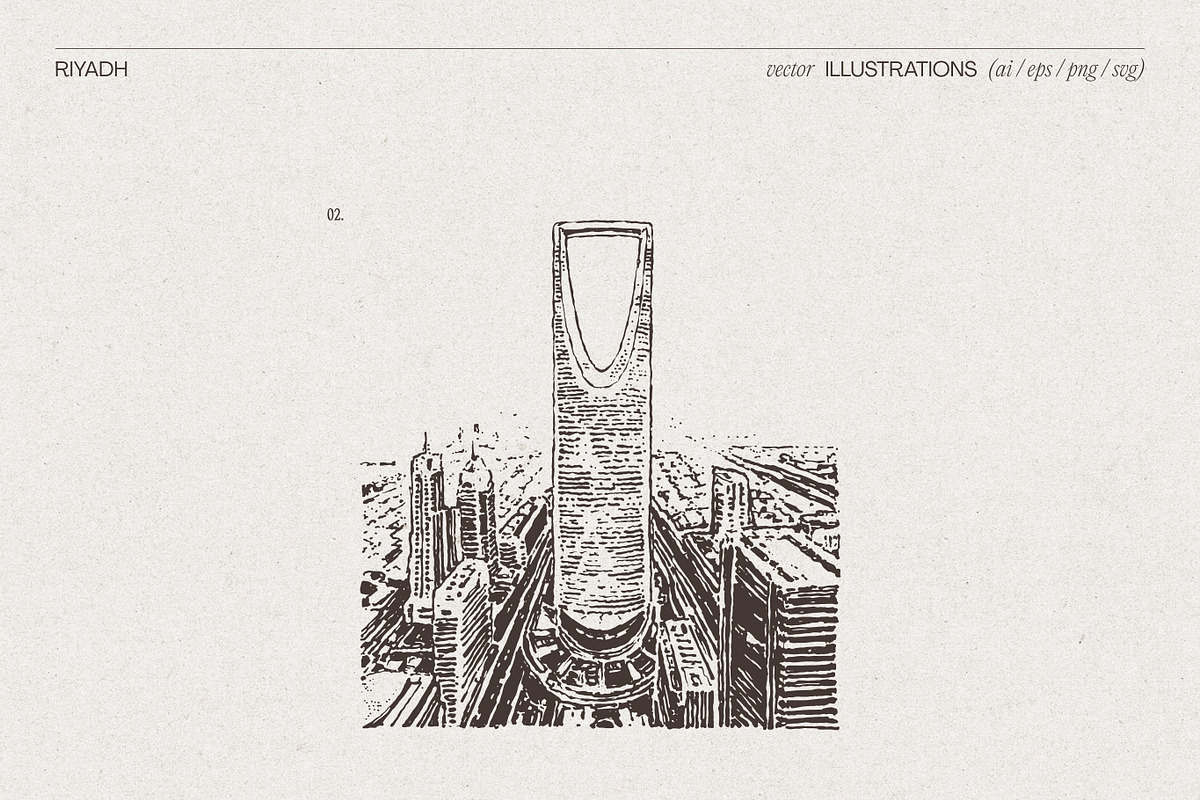 Riyadh Cityscape Vector Sketches, a Work Illustration by TheMountBirdStudio (Photo 4 of 7)