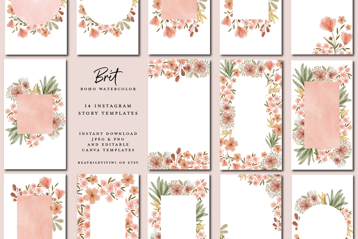 Boho Instagram Story Canva Templates, a Social Media Template by beatriceviyiwi (Photo 4 of 4)
